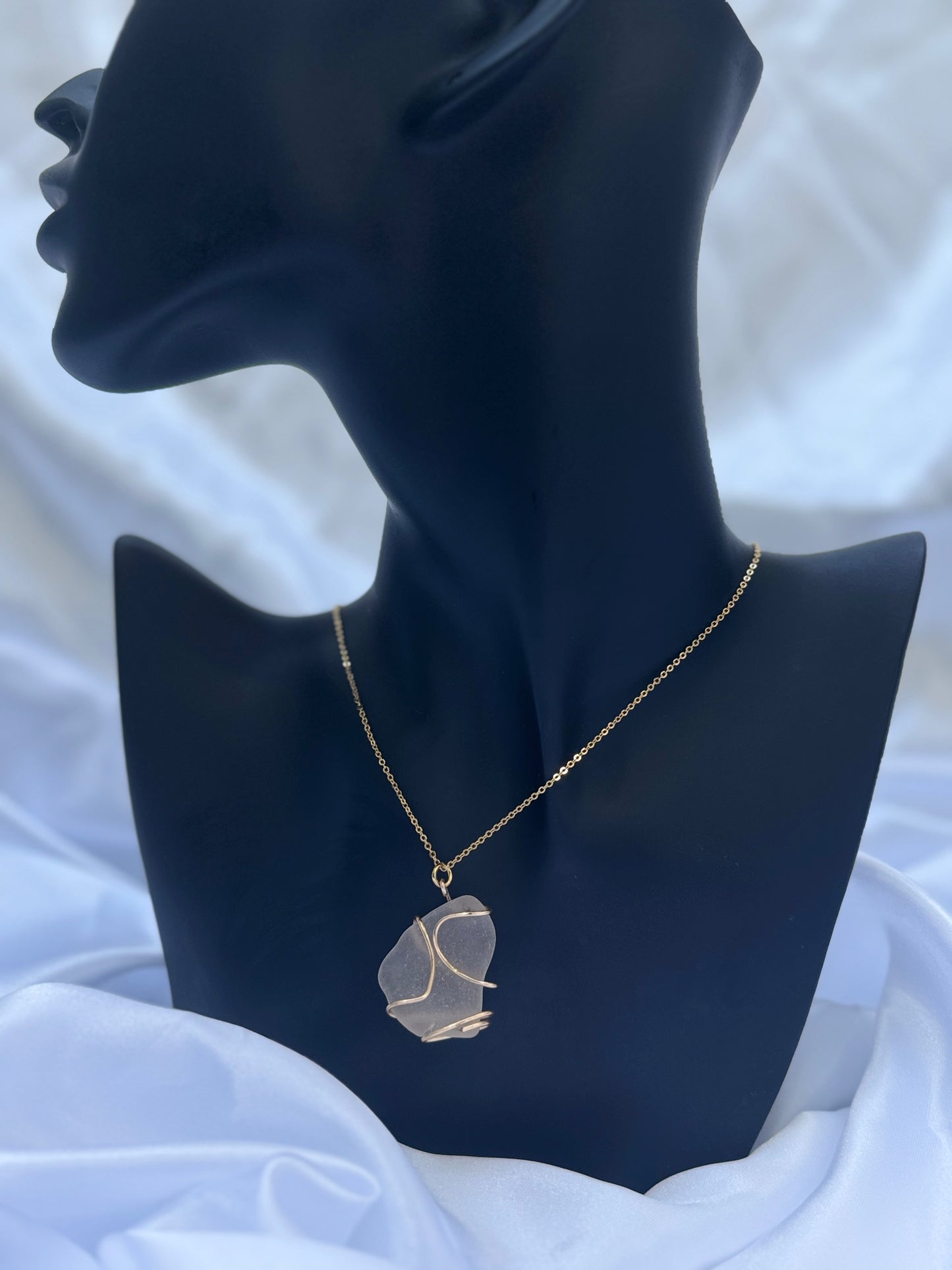 18k gold plated seaglass necklace (14)