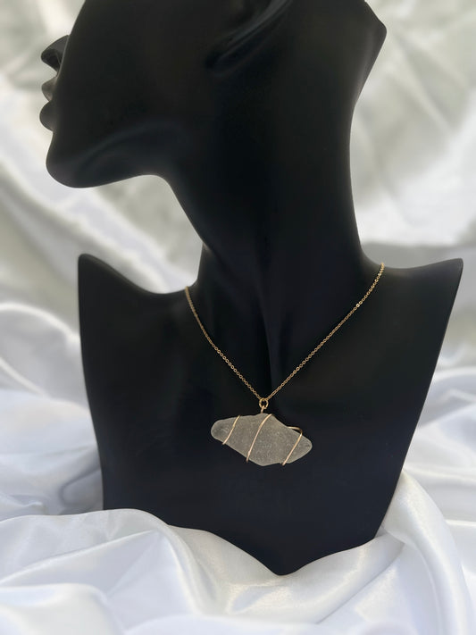 18k gold plated seaglass necklace (1)