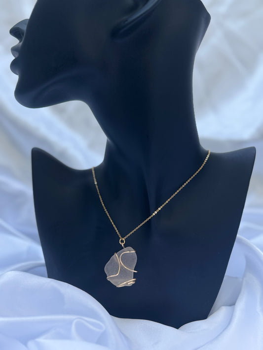 18k gold plated seaglass necklace (14)