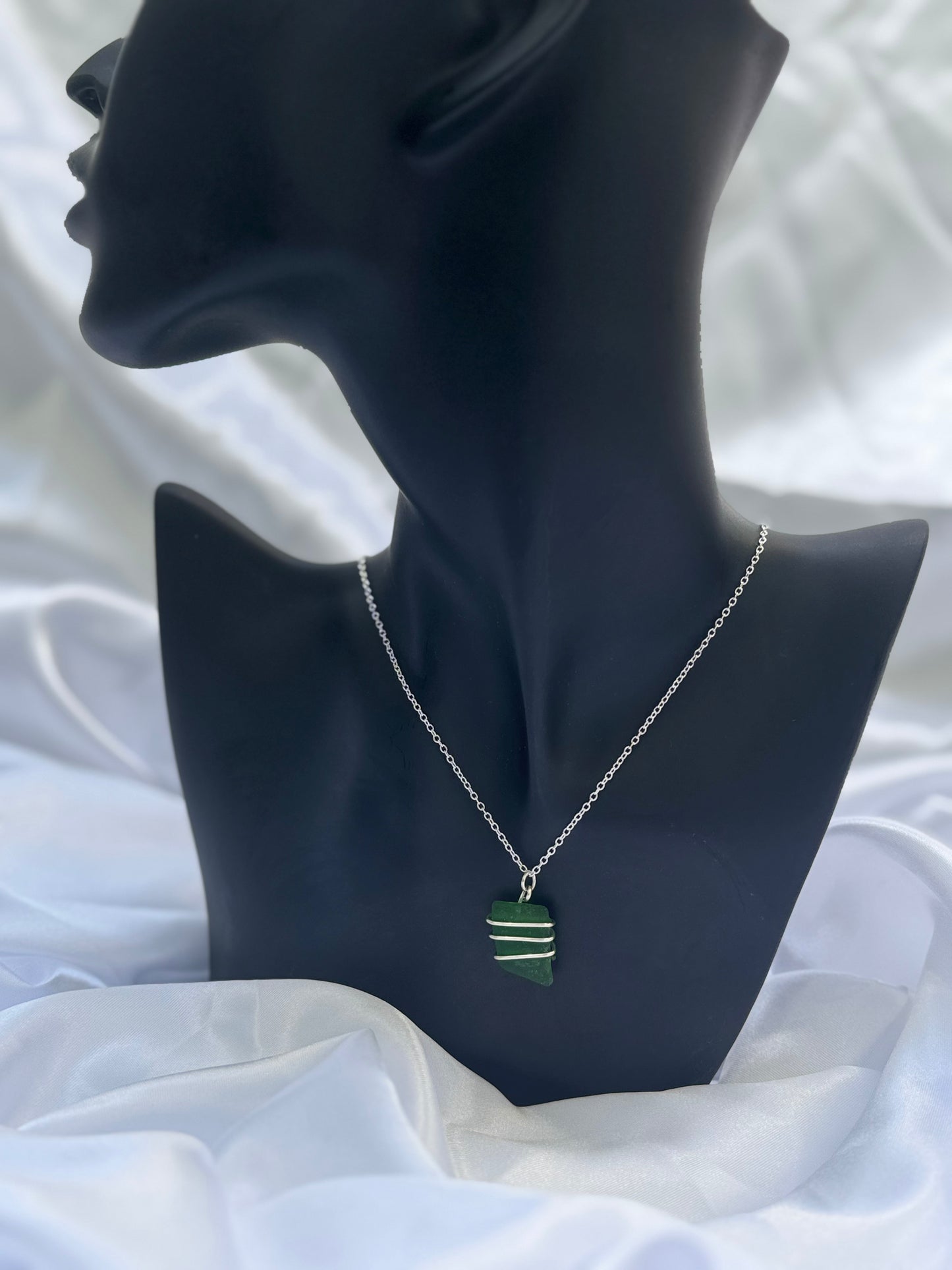925 sterling silver green seaglass necklace (4)