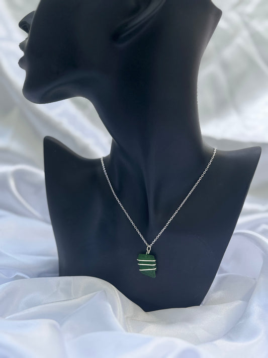 925 sterling silver green seaglass necklace (4)