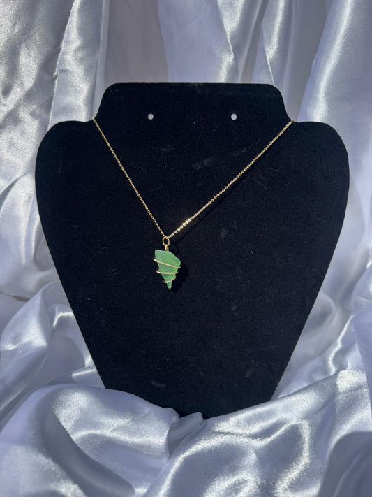 Rare Green Sea Glass Necklace- 18K Gold Plated